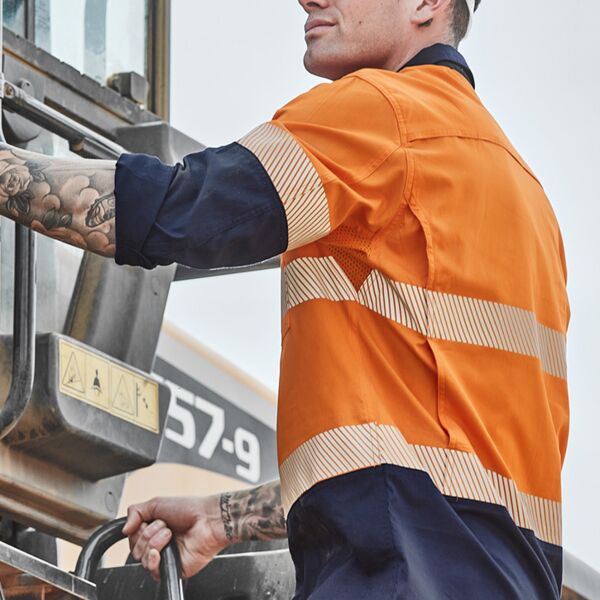 ZW229 Men's Rugged Cooling Hi Vis Segmented Tape Long Sleeve Shirt Thumbnail